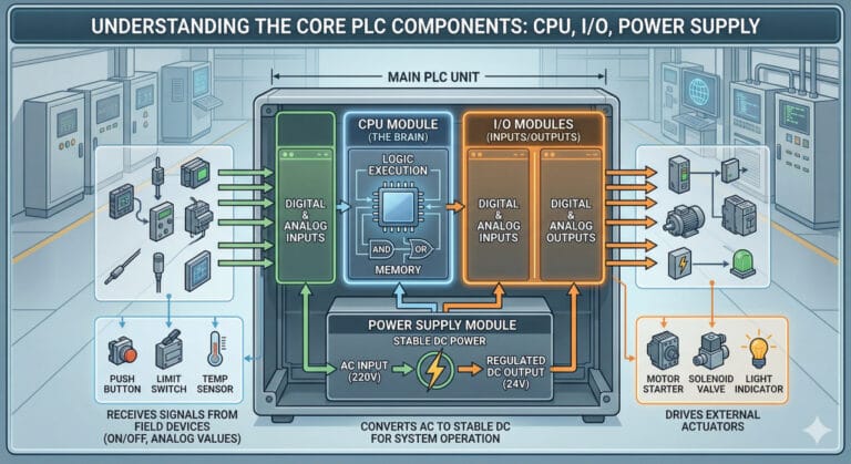 Folks Automation - Komponen utama perangkat PLC CPU, IO, Power Supply