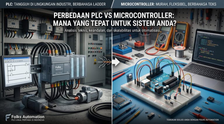 Perbedaan PLC dan Microcontroller microcontroller adalah Integrated Circuit (IC) tunggal sebuah komputer mini yang mencakup CPU dan PLC sistem komputasi terpadu yang dirancang dengan satu tujuan mutlak